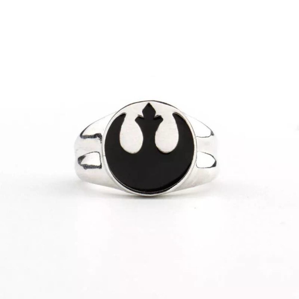 Star Wars Black Enamel and Silver Round Resistance Ring Size 9